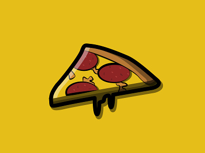 Pizza design flat icon illustration minimal vector