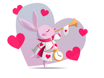 White Rabbit aliceinwonderland design flat heart hearts icon illustration logo minimal rabbit red queen vector white white rabbit