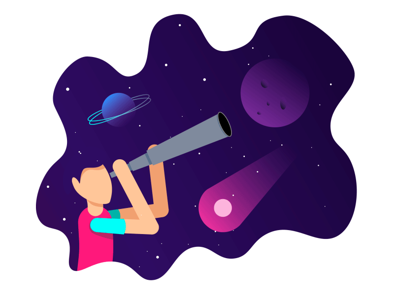 Space Girl aftereffects design flat girl icon illustration illustrator logo minimal night sky photoshop space stars telescope vector