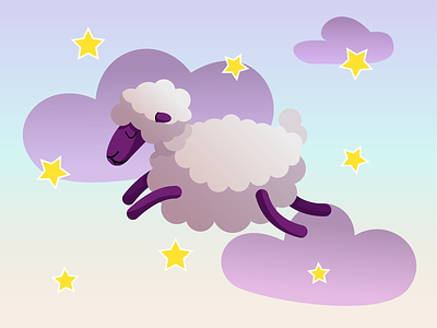 Sleepy Sheep adobe illustrator blue clouds design flat icon illustration illustrator logo minimal sheep sleep sleepy stars vector violet