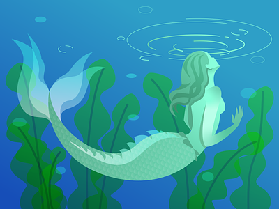 Mermaid adobe illustrator blue design flat illustration illustrator logo mermaid minimal underwater vector water