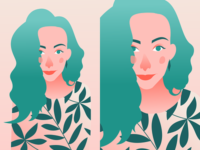 Beauty Girl adobe illustrator blue design flat girl green illustration illustrator minimal portrait red vector vector portrait
