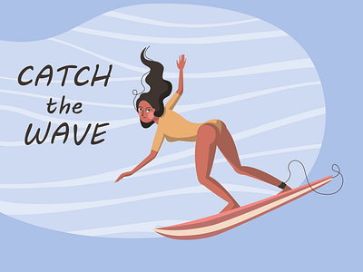 Surfing adobe illustrator blue catch the wave character flat girl illustration illustrator minimal summer surf surfing vector wave персонаж