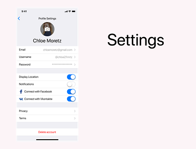 Settings daily ui 007 app design daily daily 100 challenge daily ui dailyui dailyui007 design settings settings page