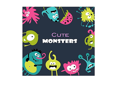 Cute Monsters animal child thems funny illustration monsters set vector