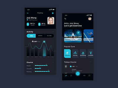 健身app app design ui 健身 图标 暗夜