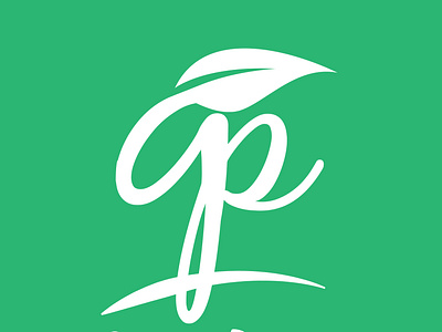 Combination of letters g and p with leaves