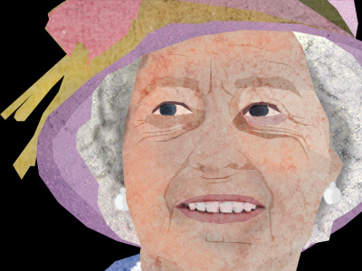 Liz collage digital illustration queen watercolour