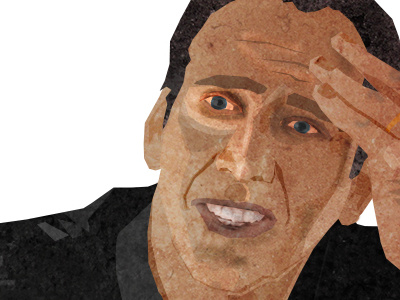 Nic cage collage digital illustration watercolour