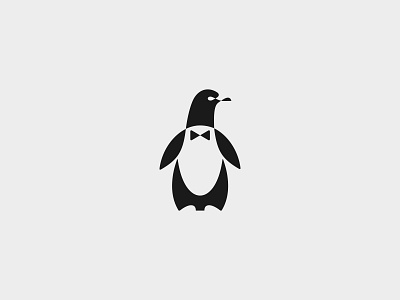 Mr. Penguin Logo black and white branding gentleman logo mark negative space logo penguin