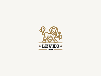 Levko Logo Design animal logo blacksmith brand branding forge forged proucts hammersmith handmade heraldy hummer iron leo lev linear lion logo mark modern heraldy smithy