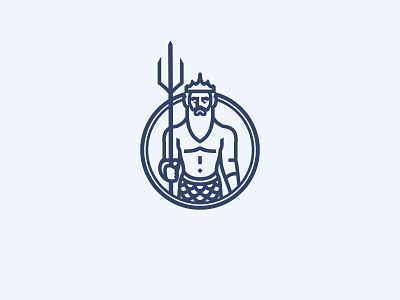 Poseidon Logo Design brand branding greek mythology illustrative linear logo marine mark mascot mermaid nautical neptun ocean poseidon restaurant seafood water