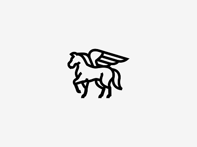 Pegasus Logo Design animal logo brand branding graphic design greek mythology horse illustration illustrative logo linear logo logo design mark winged horse wings