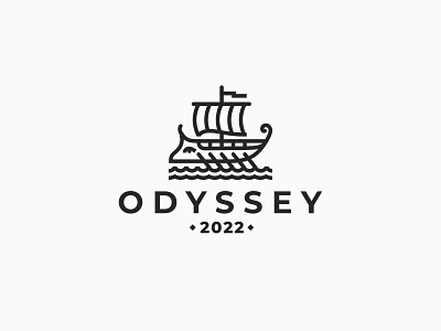 Odyssey 2022 Logo Design adventures argo argonauts brand branding graphic design greek mythology illustration linear logo mark odyssey sailship traveling trireme