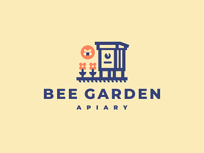 Bee Garden Logo apiary bee bee house brand branding flowers garden honey illustration linear logo mark