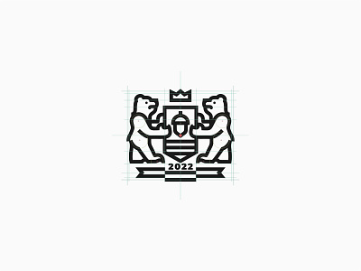 Bears And Acorn Heraldic Logo Design acorn bear brand branding crest crown graphic design heraldry illustration linear logo mark royal shield vector