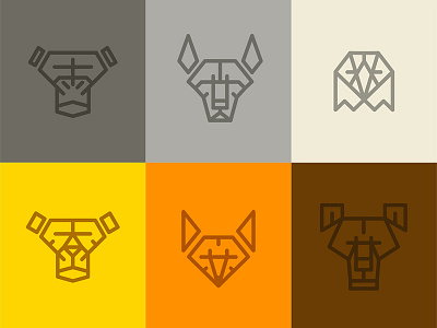 Animal Faces Marks / Icons Set bear eagle fox gorilla icon lineart logo predator tiger wolf