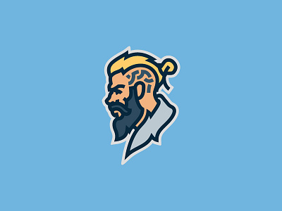 Modern Viking character haircut hipster logo man mascot portrait profile image scandinavia sticker tattoo trend viking warrior