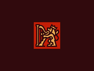 Leo & Harp Logo classic music harp heraldic logo lion music app music label royal logo