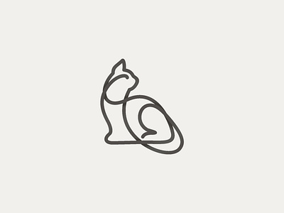 One Line Cat brand branding cat line linear lineart logo logos mark