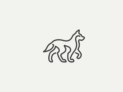 Two Lines Dog Logo branding dog husky lineart logo mark wolf