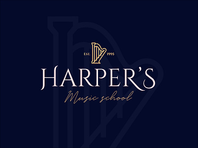 Harpers Music School Logo harp harper logo music musician school