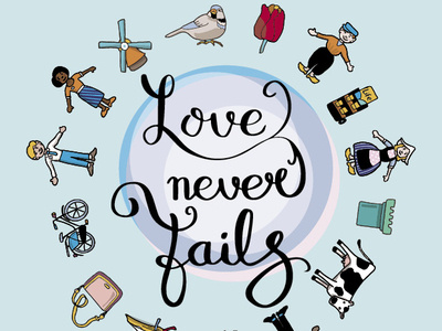 Love Never Fails branding design handlettering icons illustration love pen typography vector