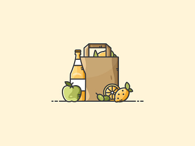 Shopping Scene apple design food healthy icon illustration shopping bag vector vectorart