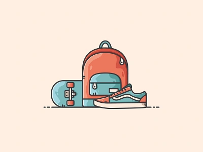 Skating Scene backpack design icon illustration retro skateboard skating sneaker vans vector vectorart