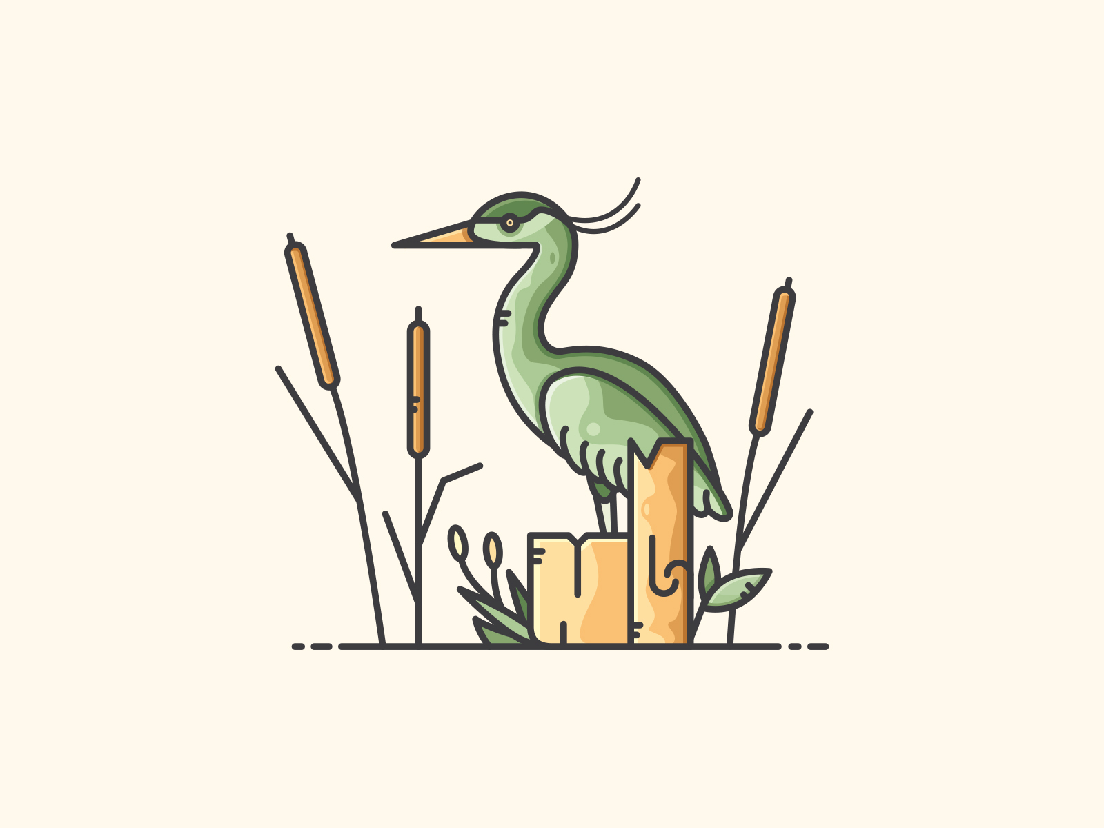 River Scene bird design heron icon illustration nature reed vector vectorart