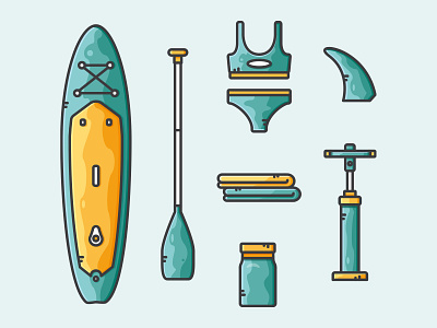 SUP Scene design icon illustration paddling sport standup summer vector vectorart