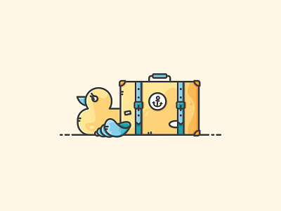 Travel Scene beach design duck icon illustration rubber ring shell suitcase summer travel vector vectorart