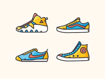Sneaker Scene adidas converse design icon illustration nike retro shoe sneaker vans vector vectorart