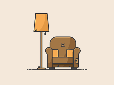 Cozy Scene armchair icon illustration lamp livingroom vector vectorart
