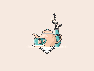 Tea Scene breakfast cup flower icon illustration tea vector vectorart