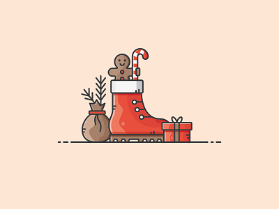 Saint Nicholas Scene boot candy christmas gift gingerbread icon illustration pine stnicholas vector vectorart