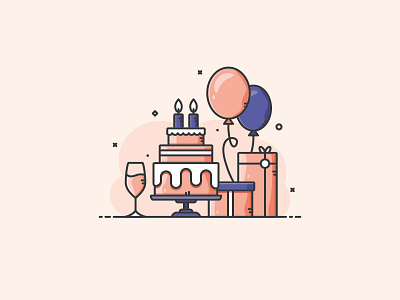 Birthday Scene birthday birthday cake design gift icon illustration party vector vectorart