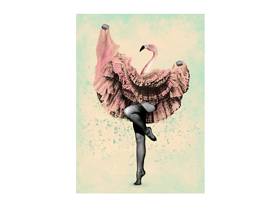 Flamingo collage art collage dance flamingo illustration surrealism