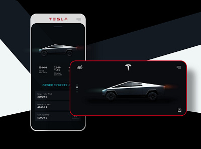 Tesla car mobile app app application black buy car dark grey shot silver turqoise ui ux