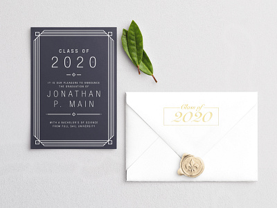 J.P. Main Graduation Announcement announcement card design graduation illustration invitation invitation design layout layout design typography