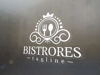 Bistro Logo crest crown emblem food hotel king logotype resort restaurant retro royal royalty