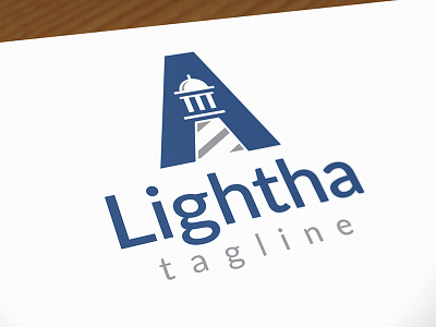 Lighthouse A Letter Logo beach branding identity insurance lighthouse logo logotype marketing multimedia ocean real estate sea secure