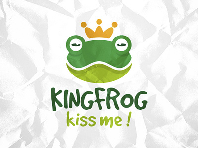 Frog King Logo creative studio crown eyes frog illustrative logo kids kindergarten king mascot social toad toys brand