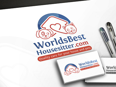 Worlds Best Housesitter Logo care cat dog happy heart home house love mascot pet pets puppy