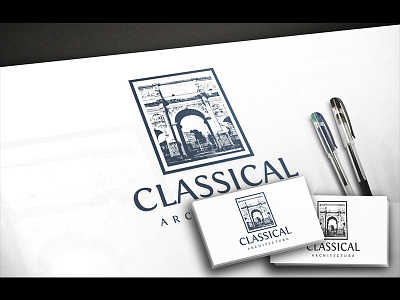 Architecture Logo Template architect studio logo architects architecture classic media multimedia real estate retro roman emperor rome travel vintage