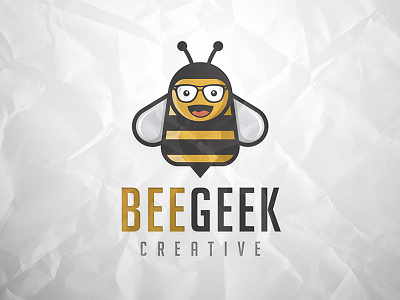 Bee Geek Logo bee freak geek geeks glasses hipster insect kid kids media logo template nerd wasp