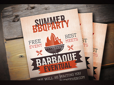 Bbq Flyer Template bbq fire flyer template food free friends grill meat meeting party restaurant summer