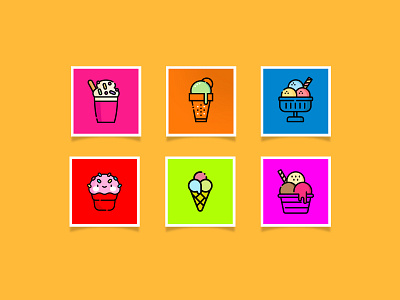ice cream icon set (Neon color)