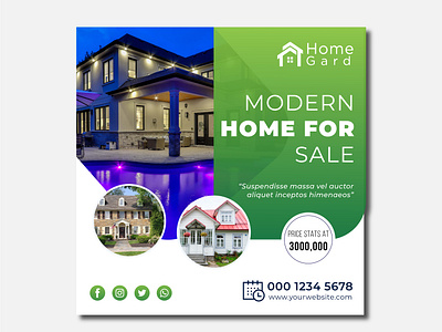 Real estate business social media post and square flyer template