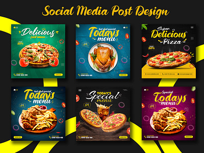 Food social media post and square flyer template design Premium
